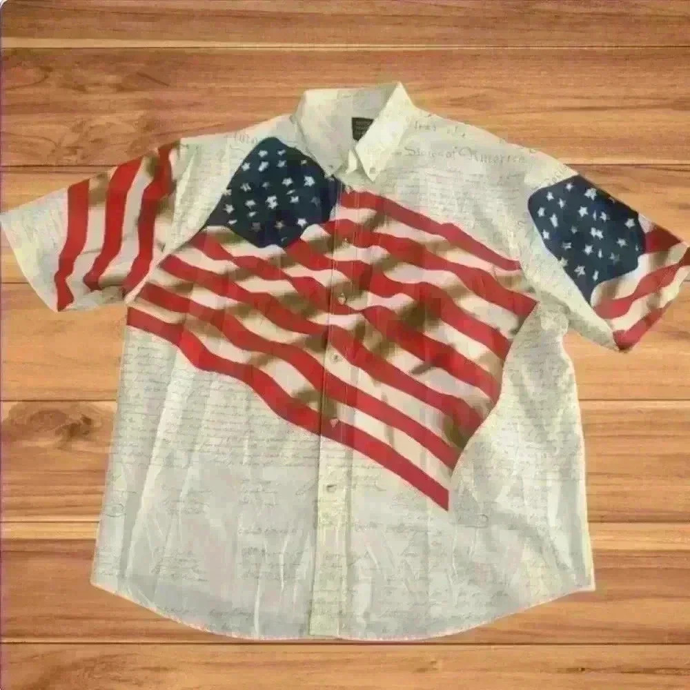 Traders Sport Mens Polo XXL Shirt  Declaration Of Independence USA Flag Cotton